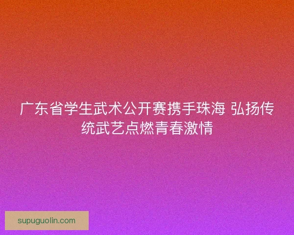 广东省学生武术公开赛携手珠海 弘扬传统武艺点燃青春激情
